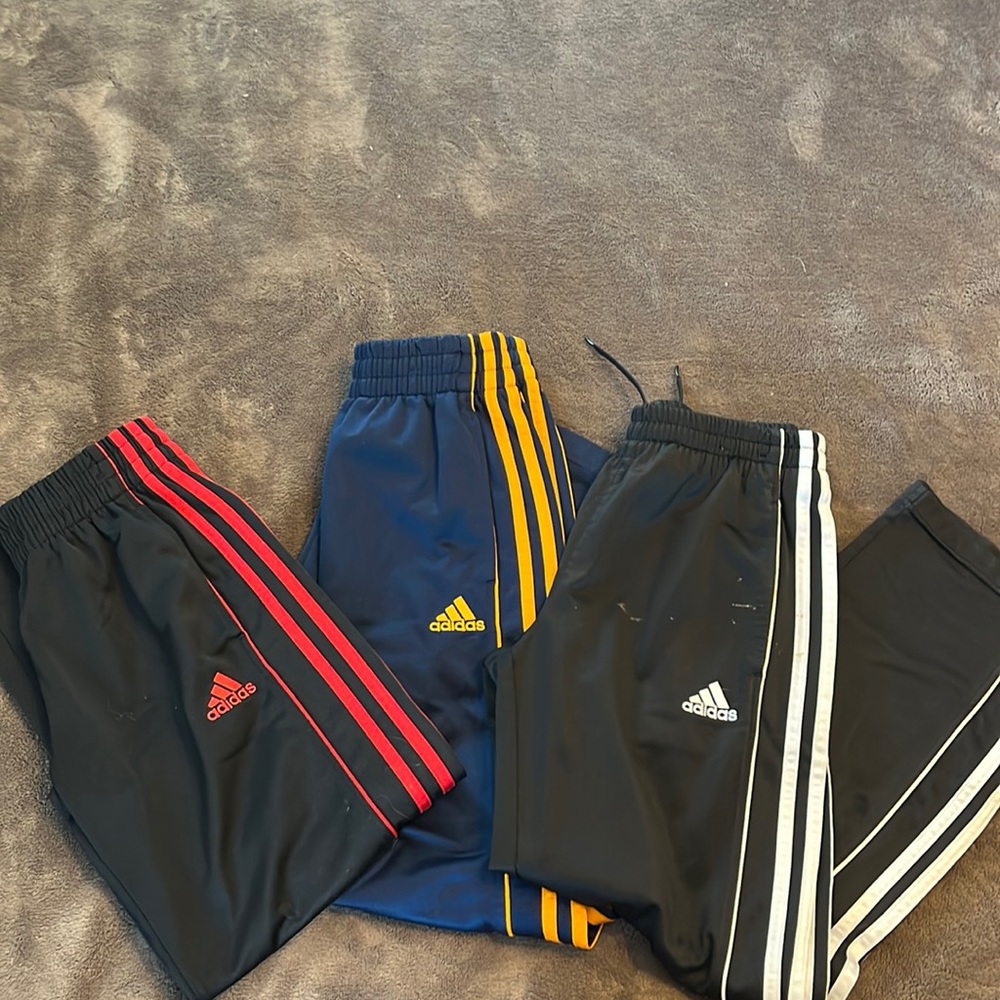 Adidas three stripe youth joggers, size 10/12